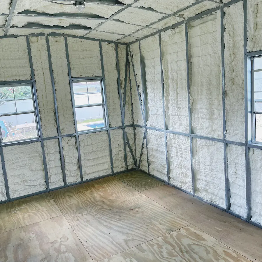 Closed-cell spray foam insulation applied to wall cavities in a residential project in Pike Creek